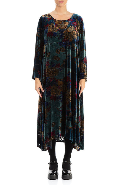 Floral Devoré Silk Velvet Dress