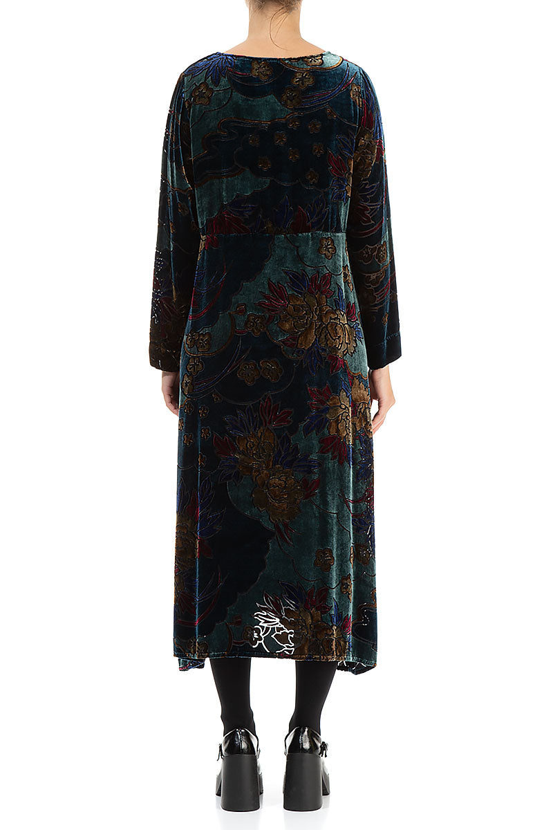 Floral Devoré Silk Velvet Dress