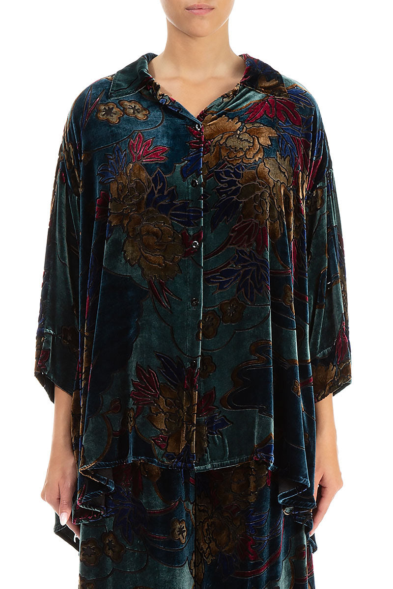 Floral Devoré Silk Velvet Shirt