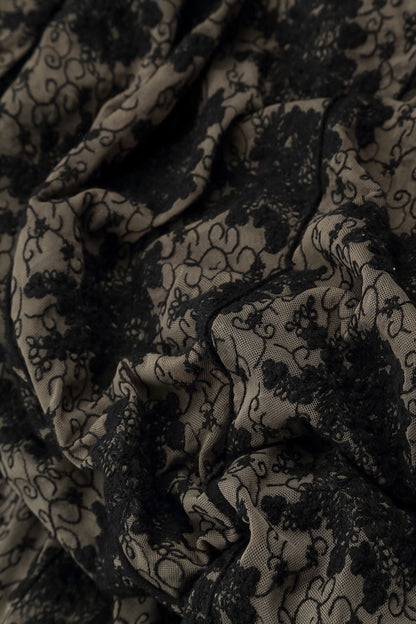 Floral Lace Black Cotton Maxi Dress 6
