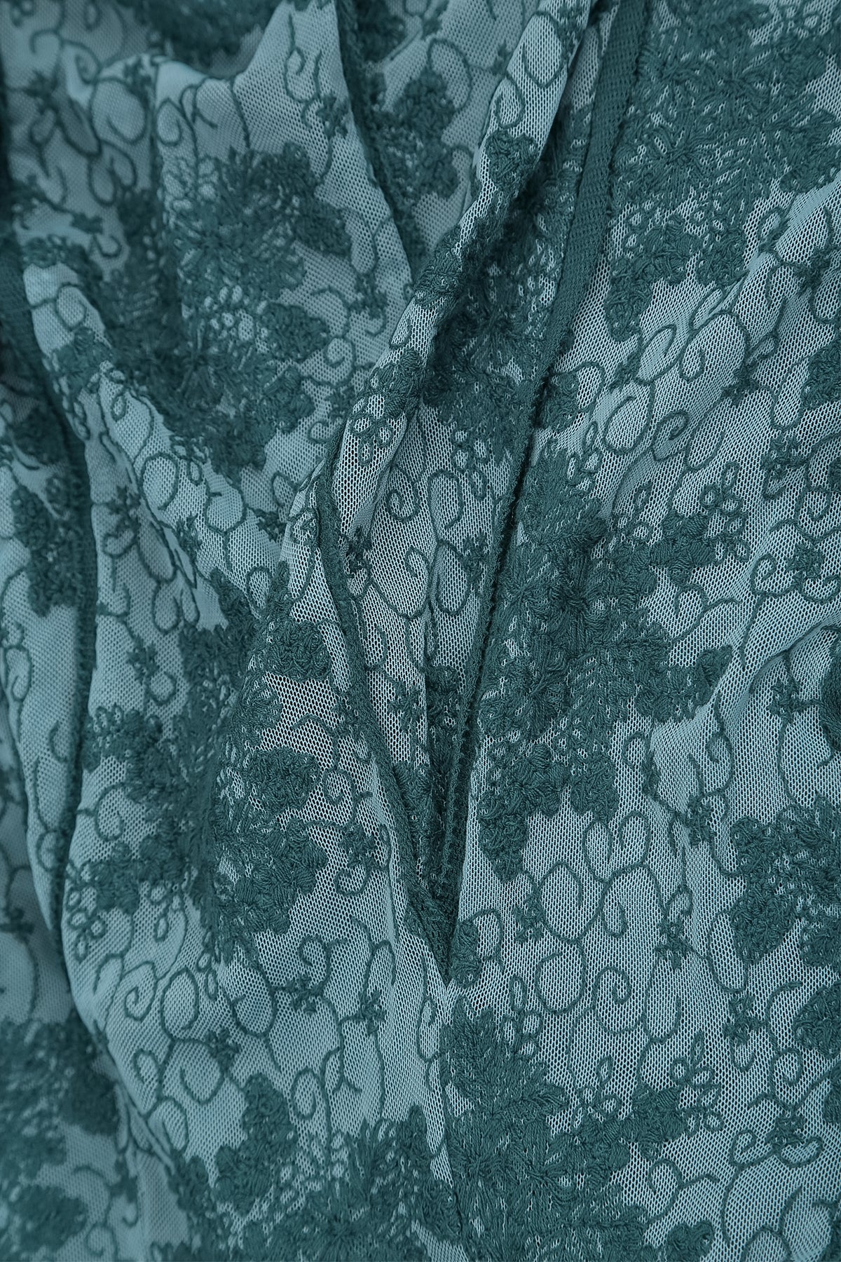 Floral Lace Deep Turquoise Cotton Maxi Dress 6