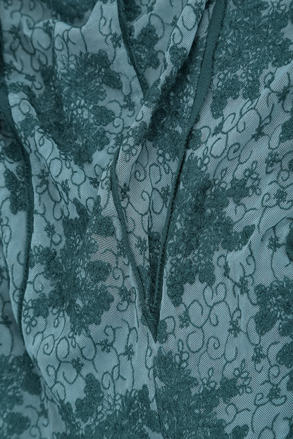 Floral Lace Deep Turquoise Cotton Maxi Dress 6