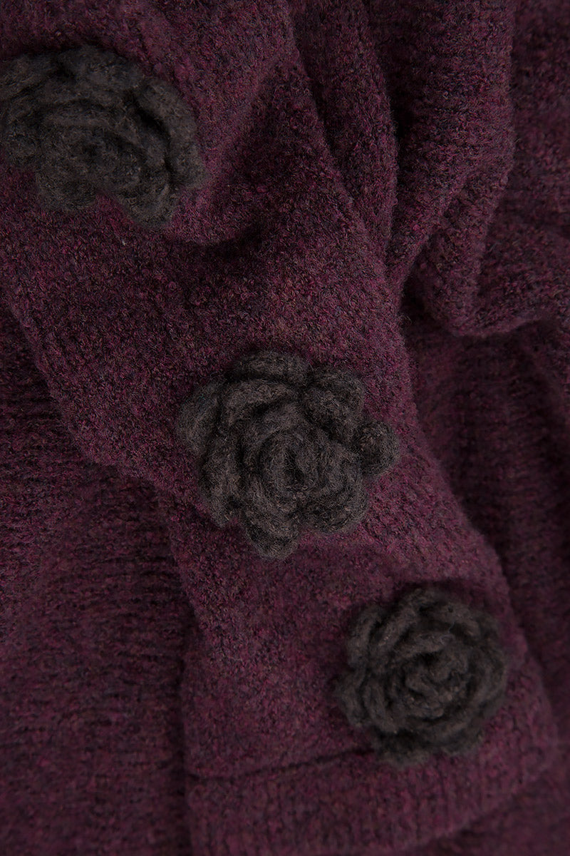 Floral Sleeves Mulberry Wool Sweater