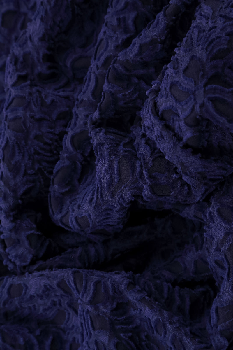 Floral Texture Layered Royal Purple Silk Dress 5