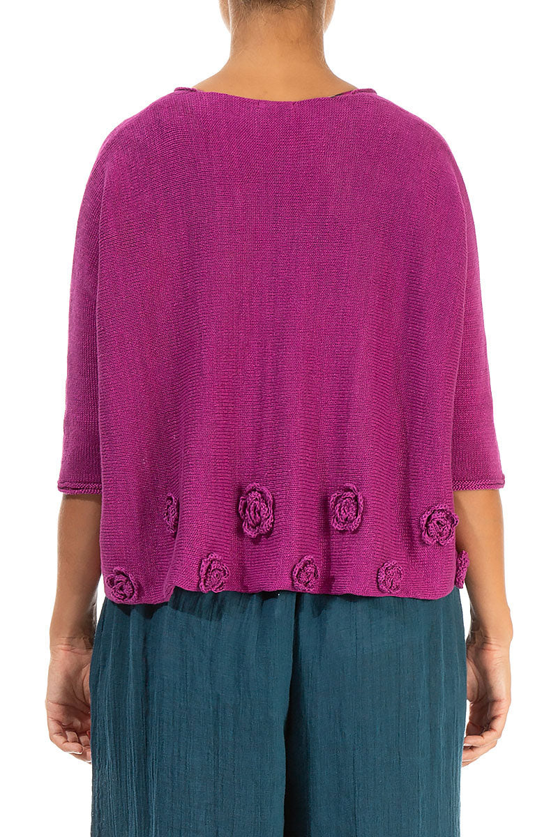 Flowers Decorated Orchid Linen Jumper