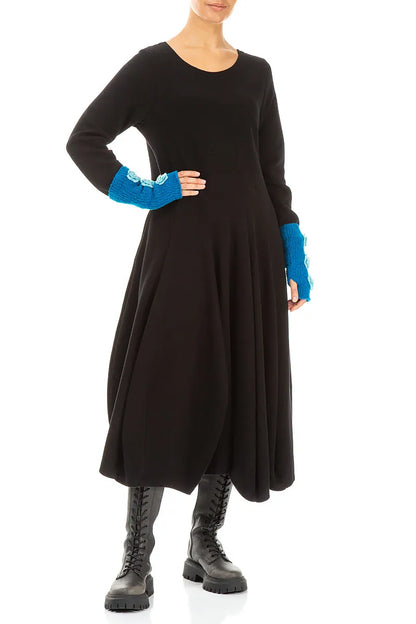 Flowers Azure Blue Soft Wool Wristlets 2