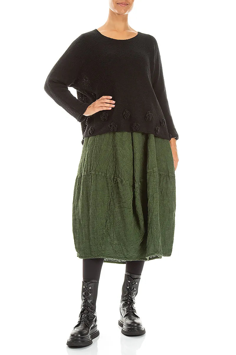 Flowers Black Wool Sweater 4