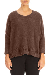 Flowers Brown Wool Sweater 1