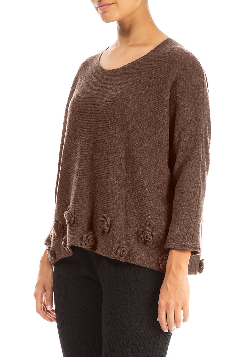 Flowers Brown Wool Sweater 3