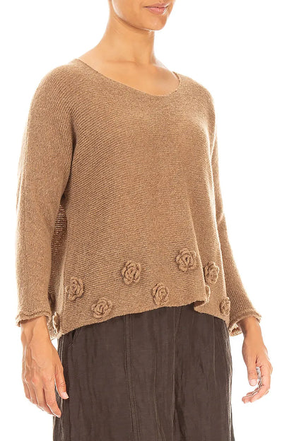 Flowers Caramel Wool Sweater 3