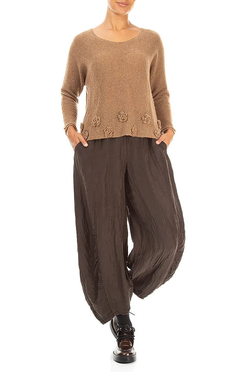Flowers Caramel Wool Sweater 4