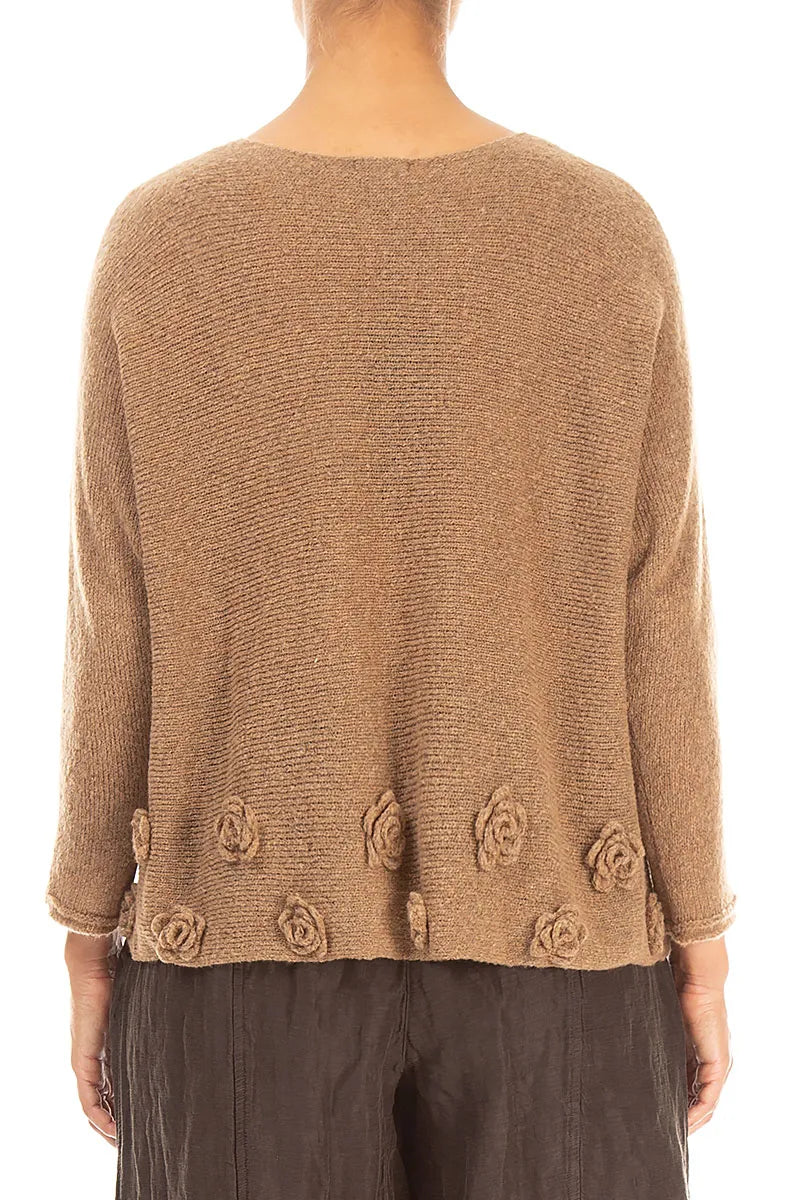 Flowers Caramel Wool Sweater 2