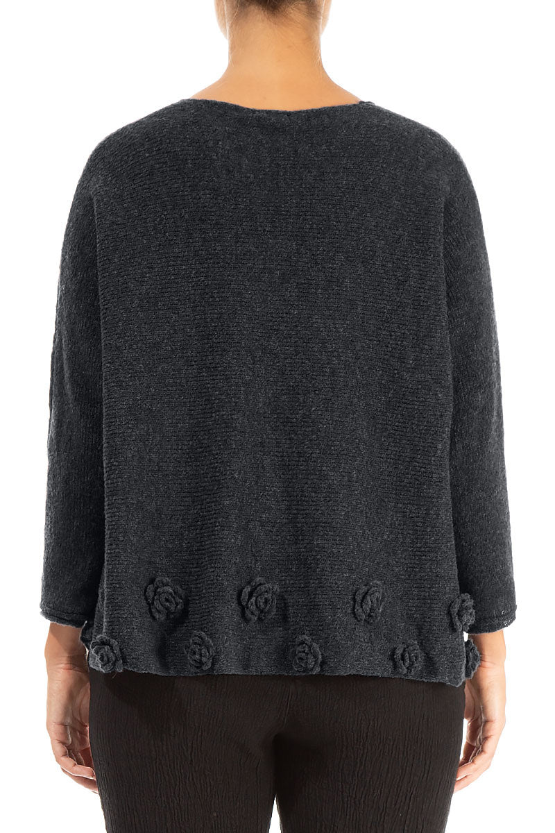 Flowers Dark Grey Wool Sweater 2