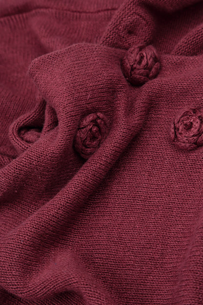 Flowers Decorated Antique Ruby Linen Jumper 5