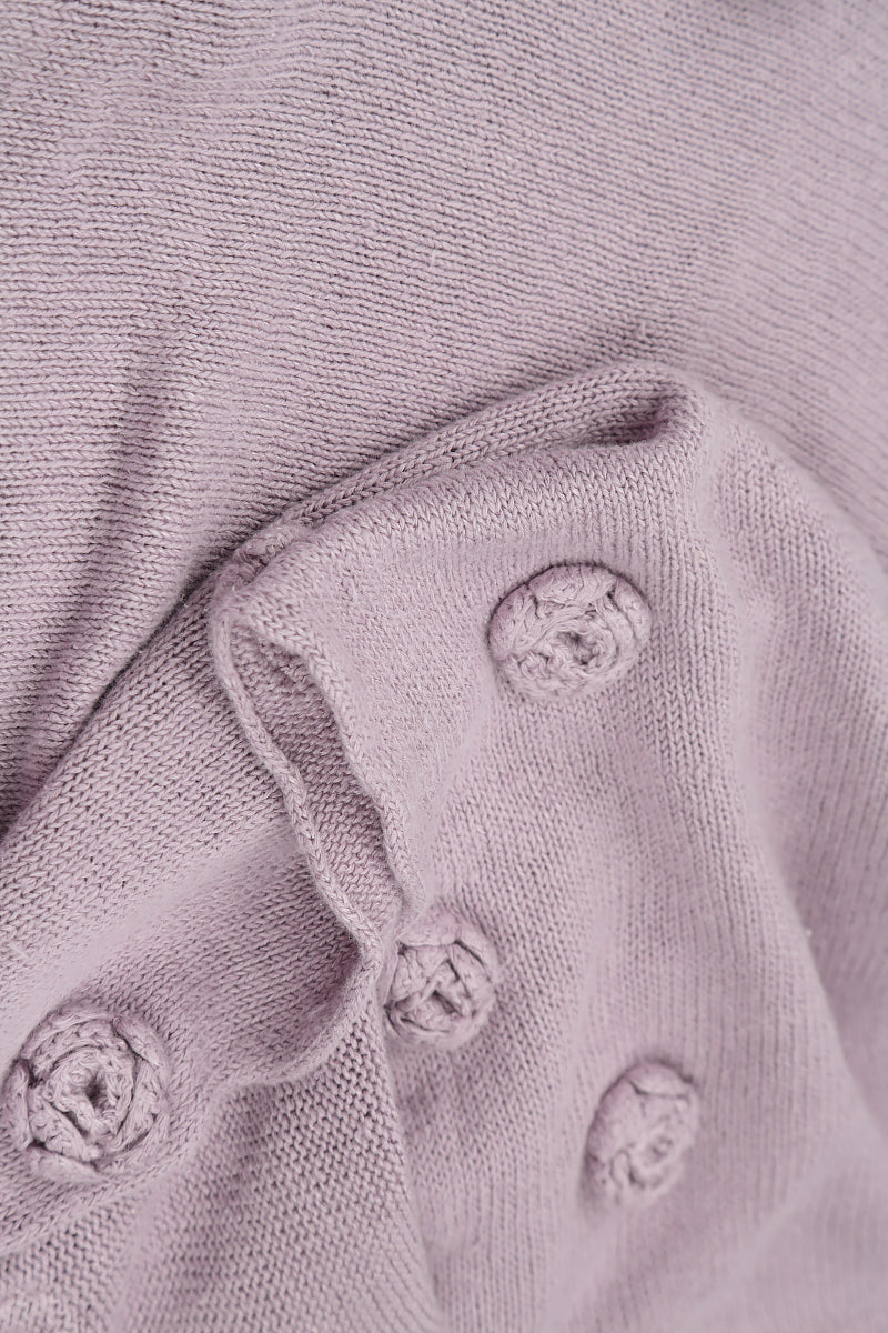 Flowers Decorated Lilac Linen Jumper 5