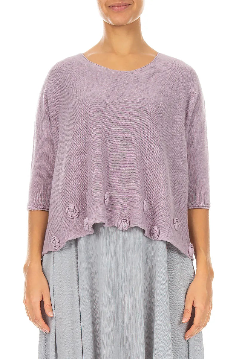 Flowers Decorated Lilac Linen Jumper 1