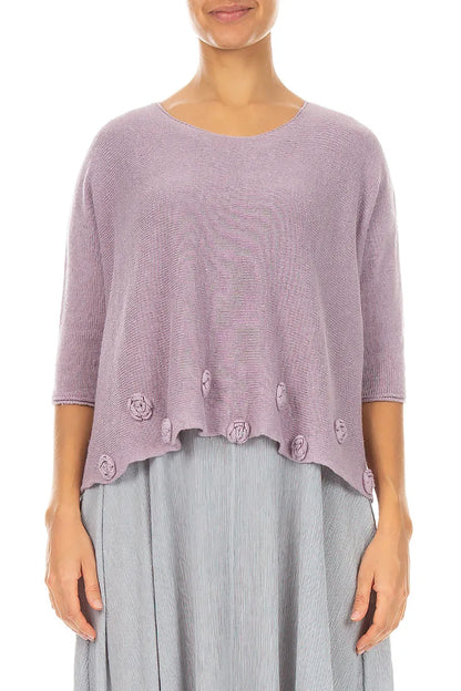 Flowers Decorated Lilac Linen Jumper 1