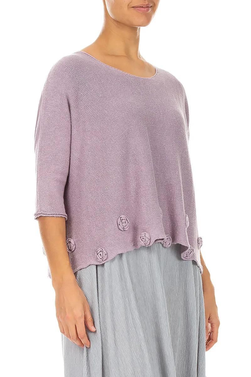 Flowers Decorated Lilac Linen Jumper 3