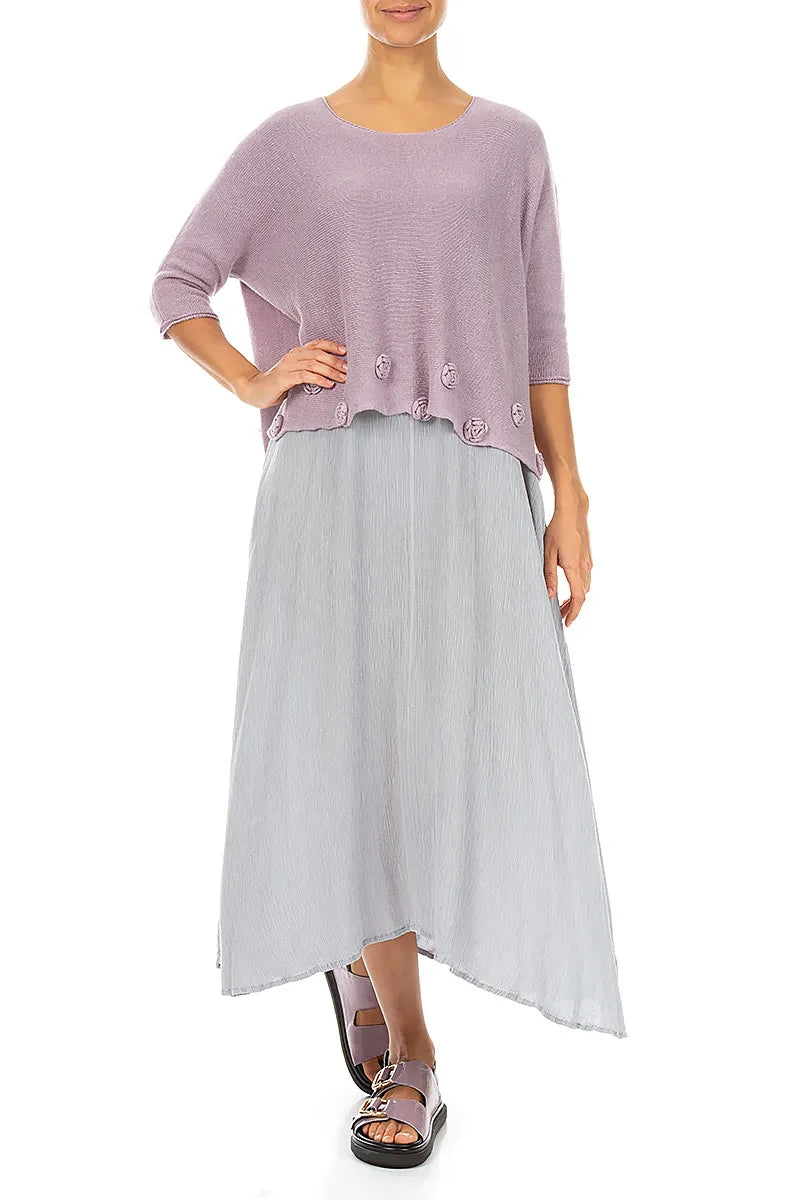 Flowers Decorated Lilac Linen Jumper 4