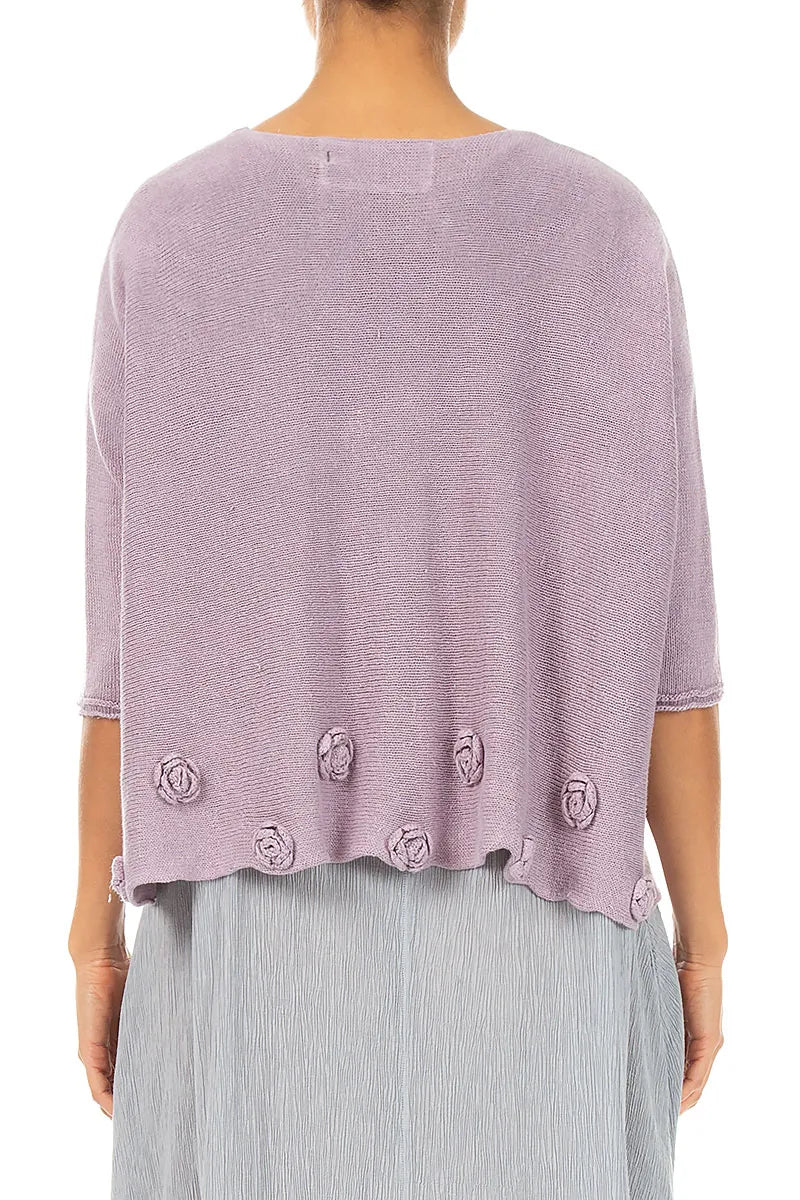 Flowers Decorated Lilac Linen Jumper 2