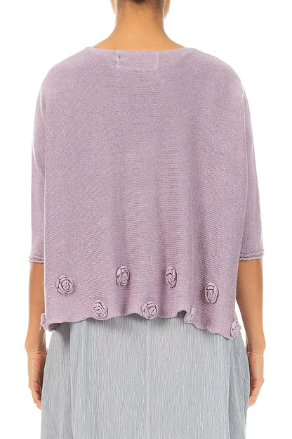 Flowers Decorated Lilac Linen Jumper 2
