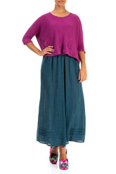 Flowers Decorated Orchid Linen Jumper 4