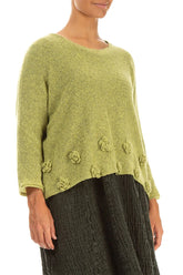 Flowers Golden Lime Wool Sweater 3