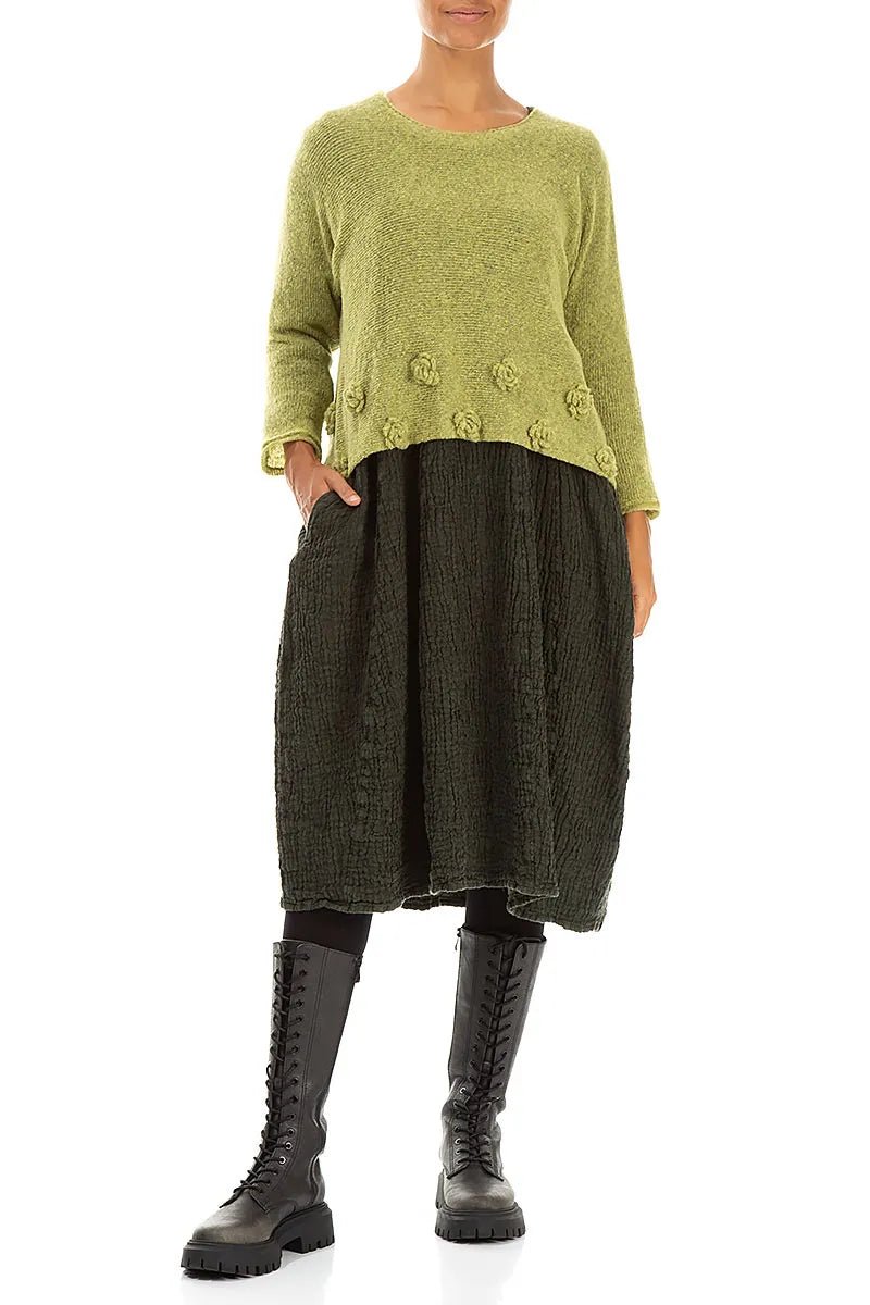 Flowers Golden Lime Wool Sweater 4