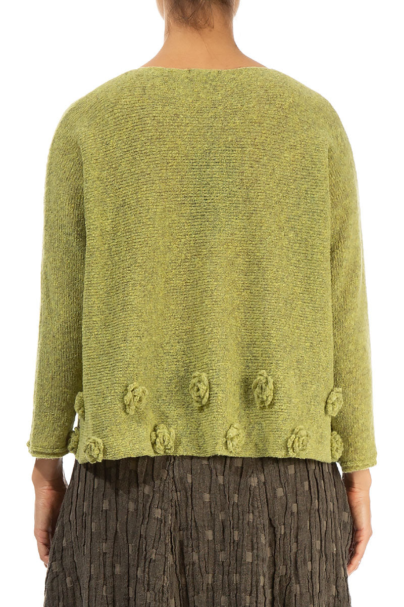 Flowers Golden Lime Wool Sweater