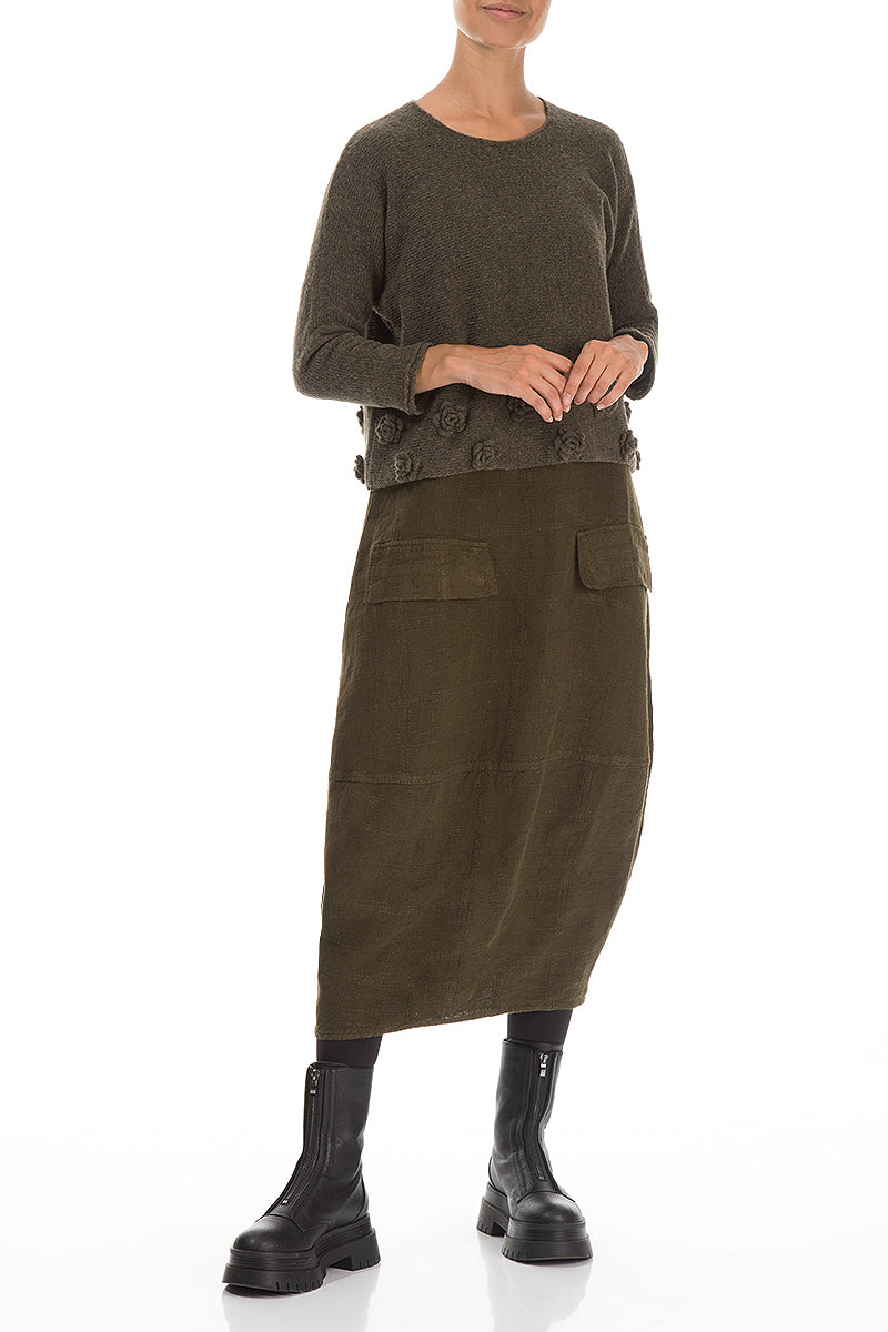 Flowers Khaki Wool Sweater 4