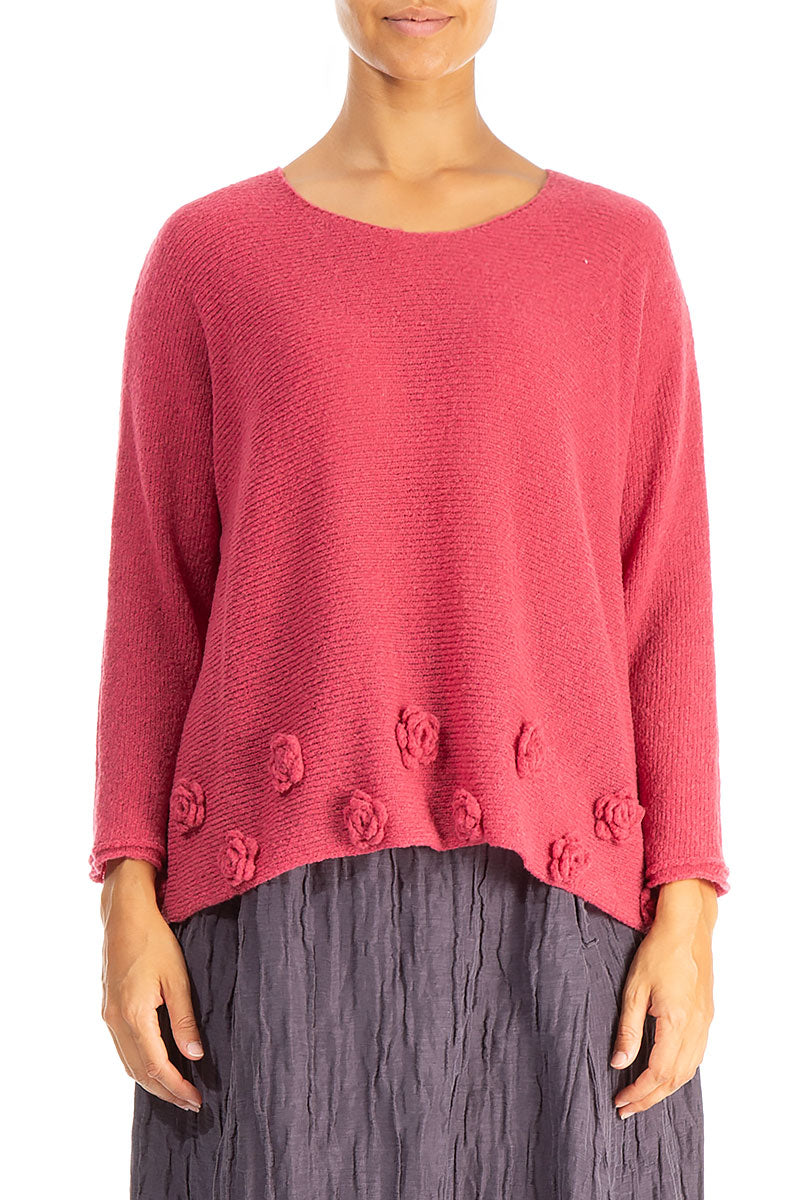 Flowers Pink Punch Wool Sweater