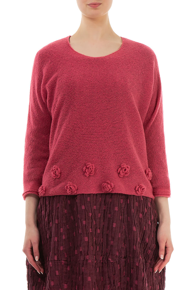 Flowers Pink Punch Wool Sweater