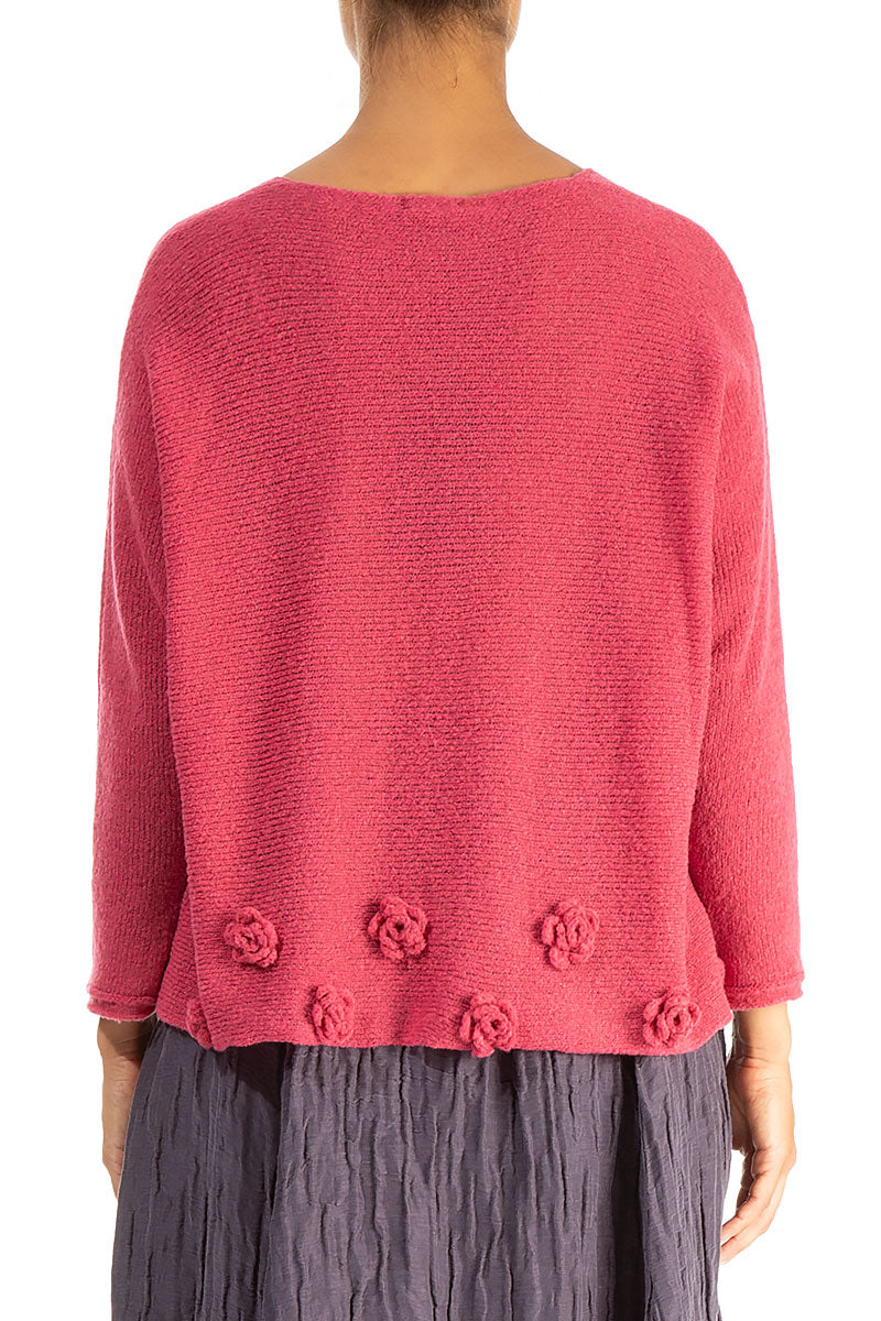 Flowers Pink Punch Wool Sweater