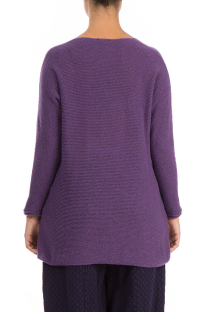 Flowers Purple Wool Sweater