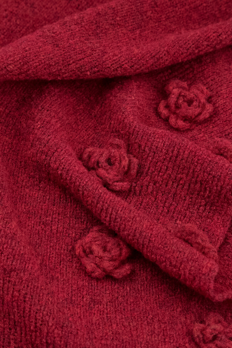 Flowers Ruby Red Wool Sweater 5