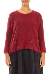 Flowers Ruby Red Wool Sweater 1