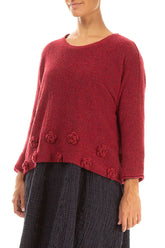 Flowers Ruby Red Wool Sweater 3