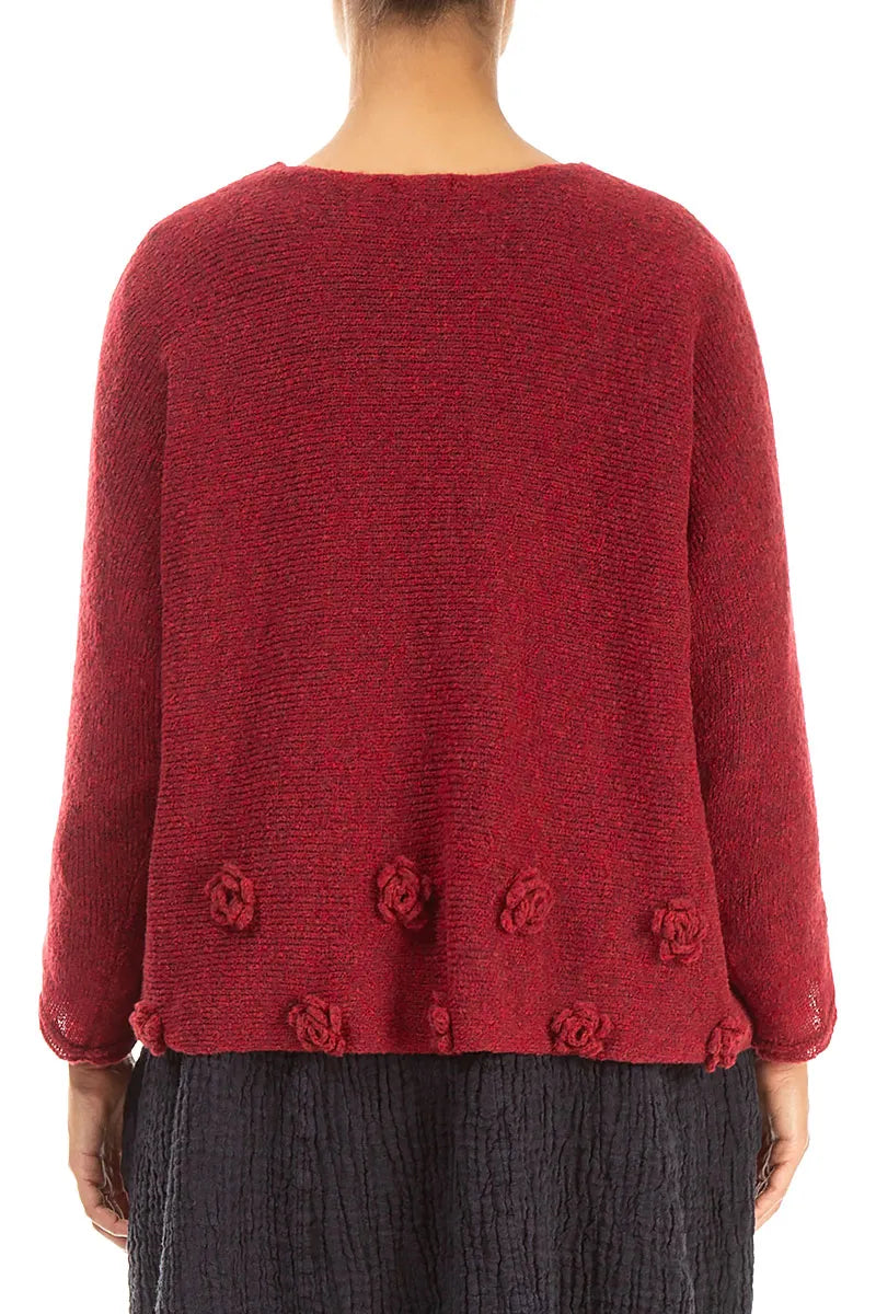 Flowers Ruby Red Wool Sweater 2