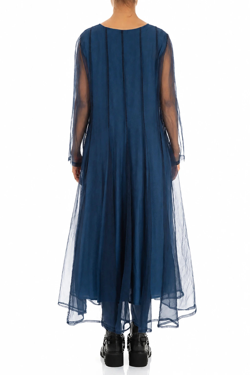 Flowing Azure Silk Chiffon Dress