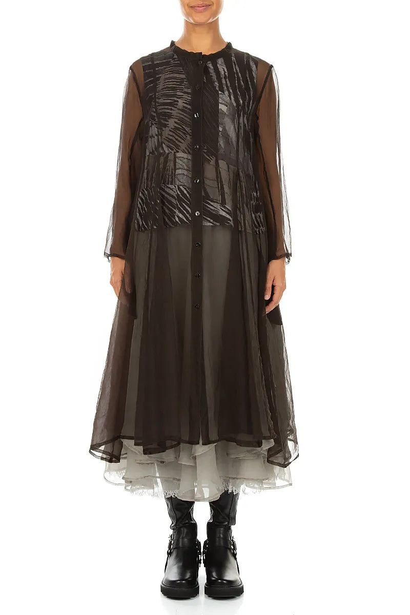 Flowing Black Silk Chiffon Jacket 1