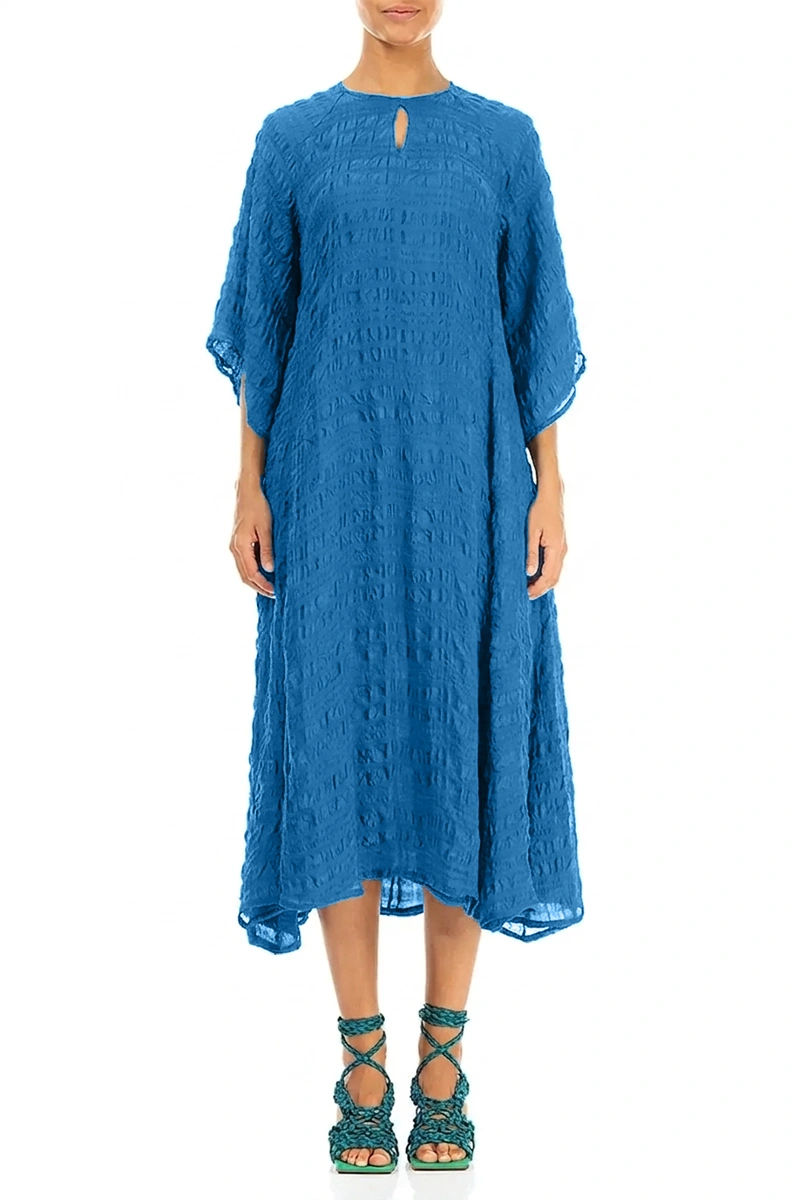 Robe fluide en soie superposée bleu cobalt