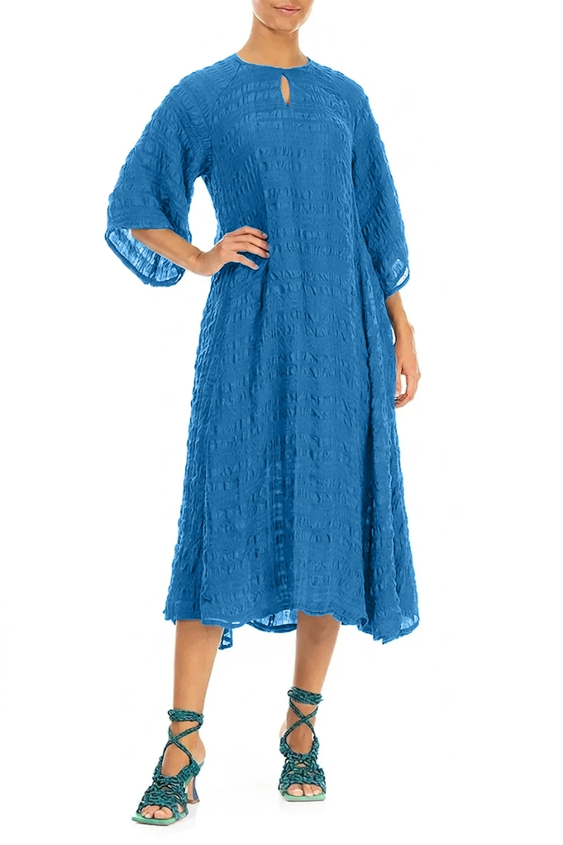 Robe fluide en soie superposée bleu cobalt