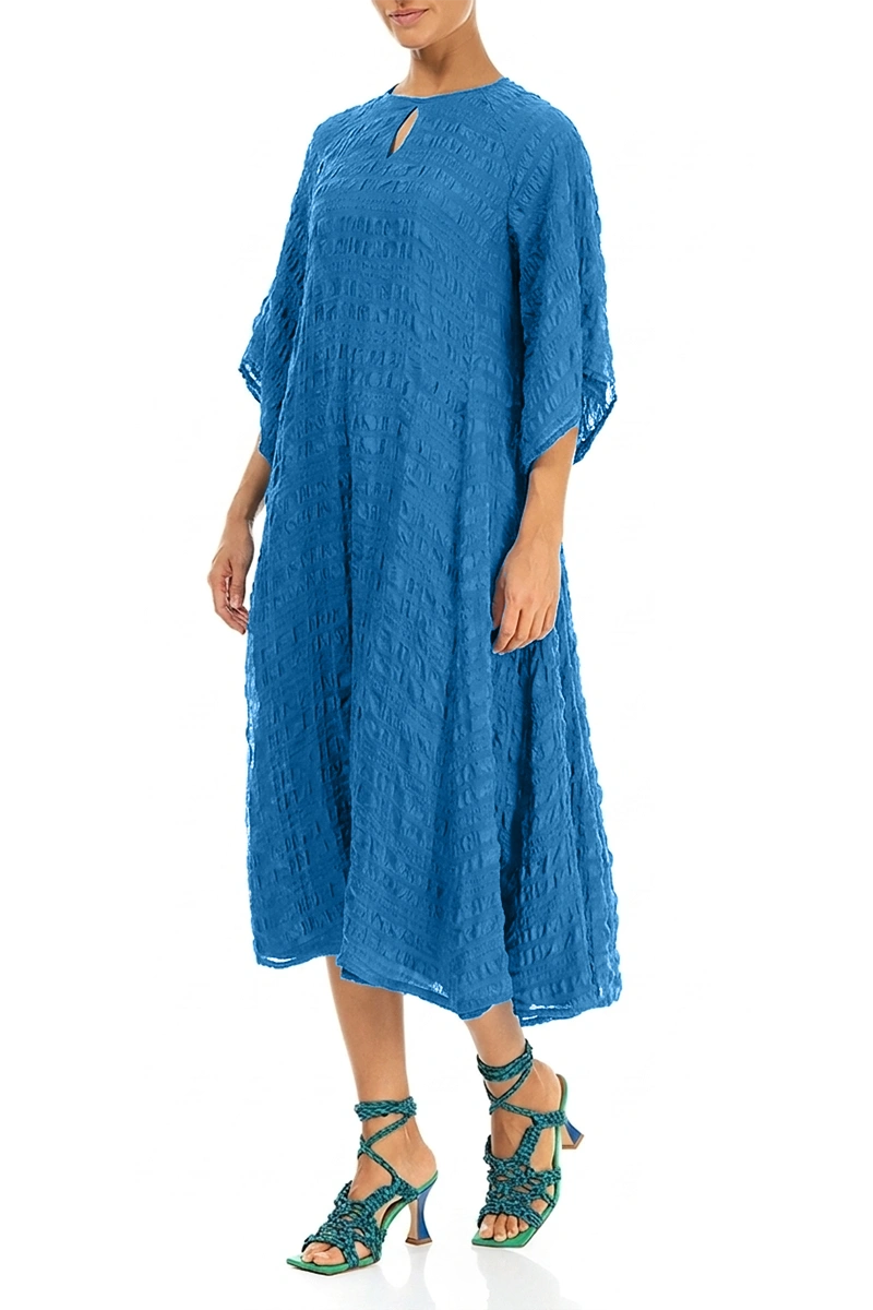 Robe fluide en soie superposée bleu cobalt