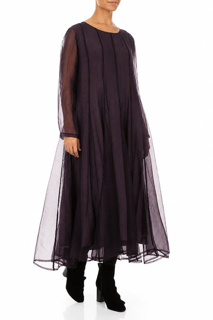 Flowing Deep Plum Silk Chiffon Dress