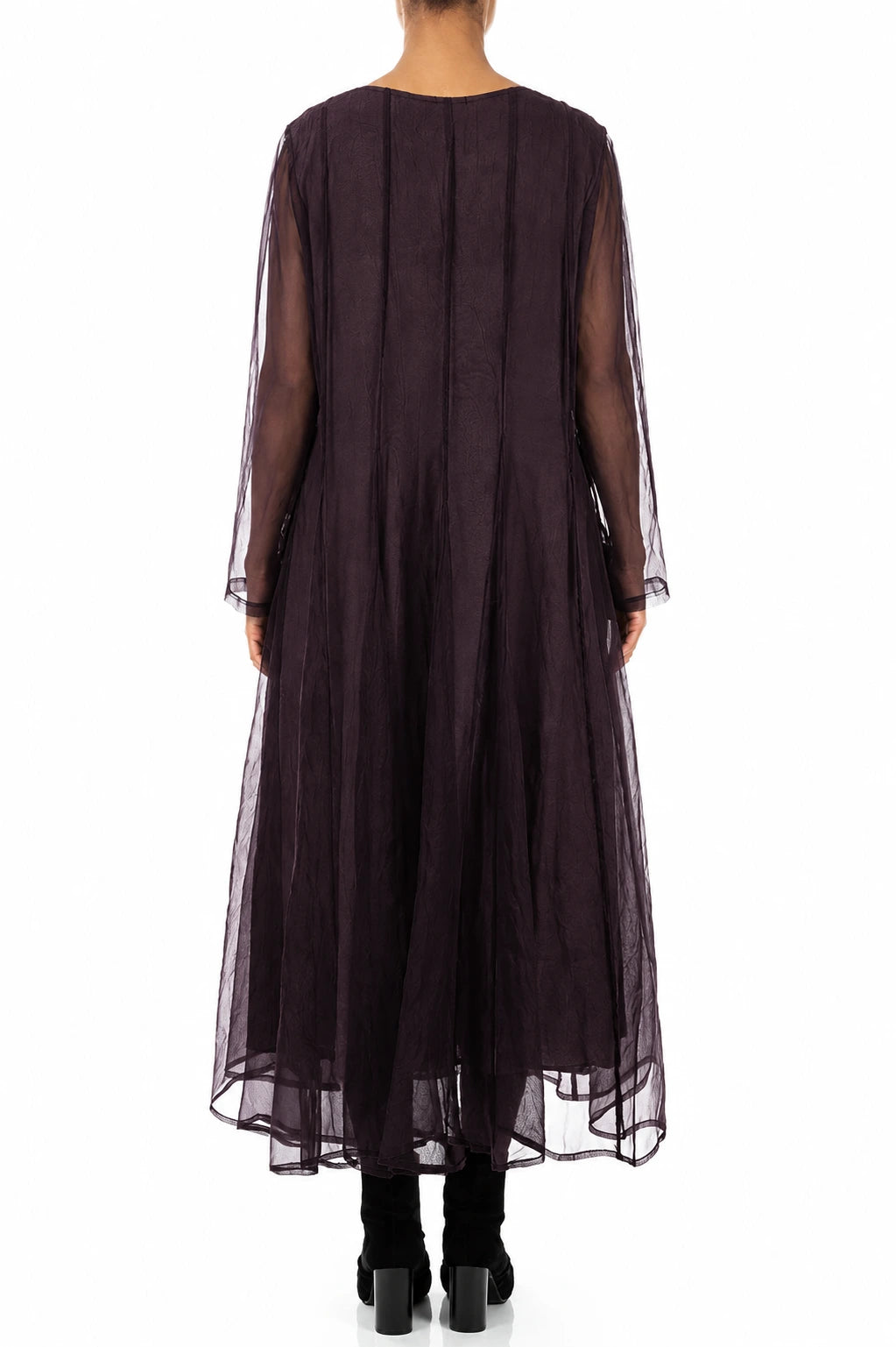 Flowing Deep Plum Silk Chiffon Dress