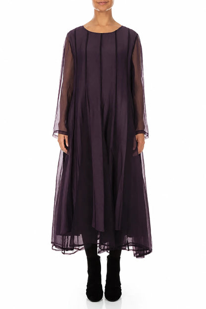 Flowing Deep Plum Silk Chiffon Dress