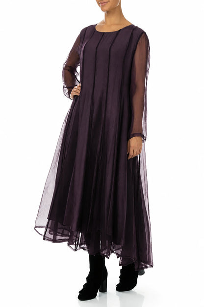 Flowing Deep Plum Silk Chiffon Dress