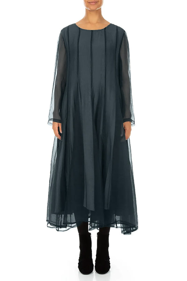 Flowing Deep Turquoise Silk Chiffon Dress