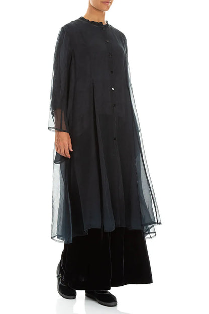Flowing Deep Turquoise Silk Chiffon Jacket