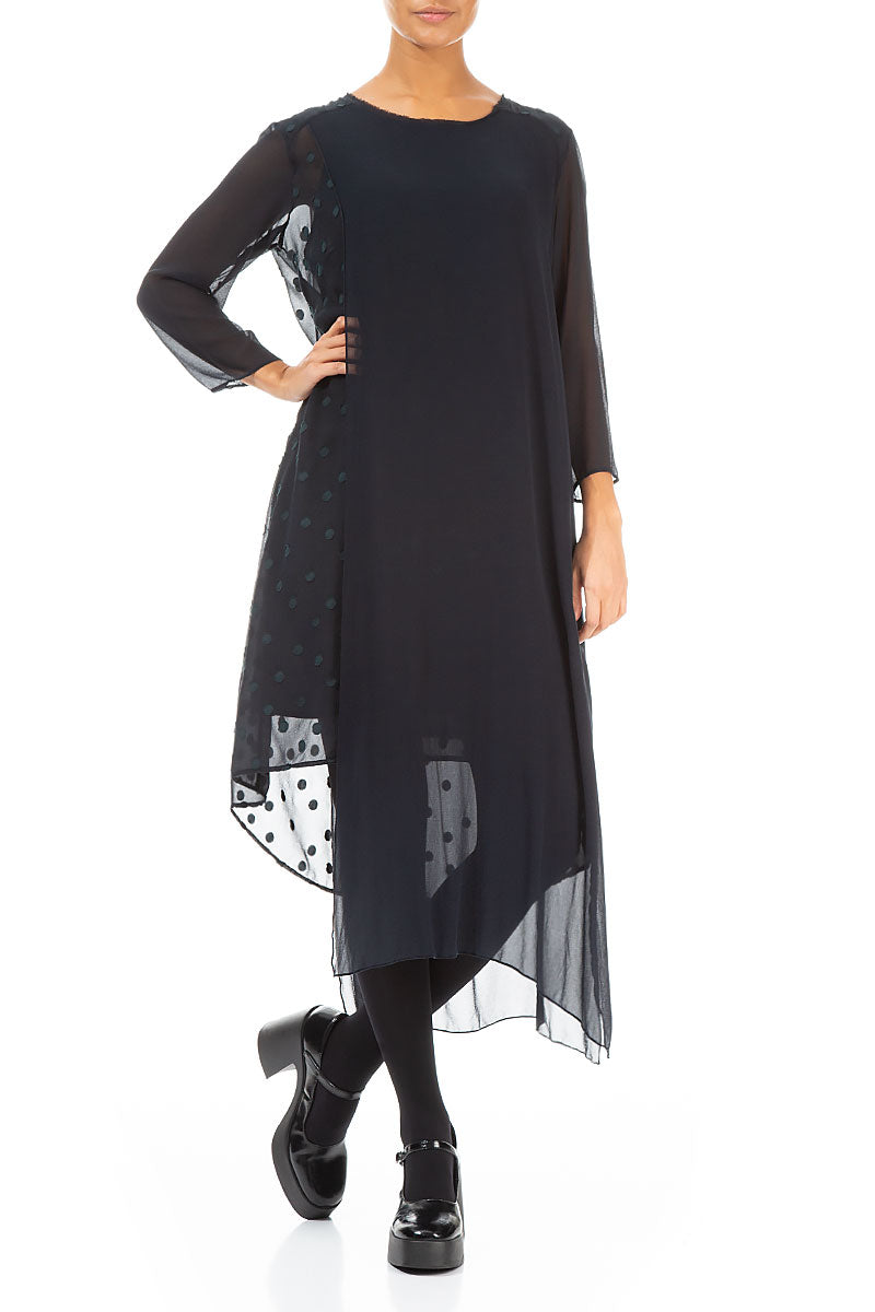 Flowing Dotty Dark Forest Silk Dress 4